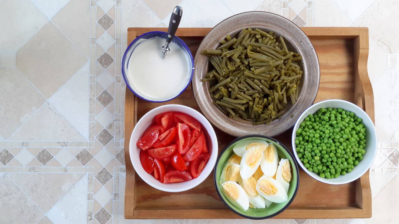 Ingredienserne tilberedt og snittede